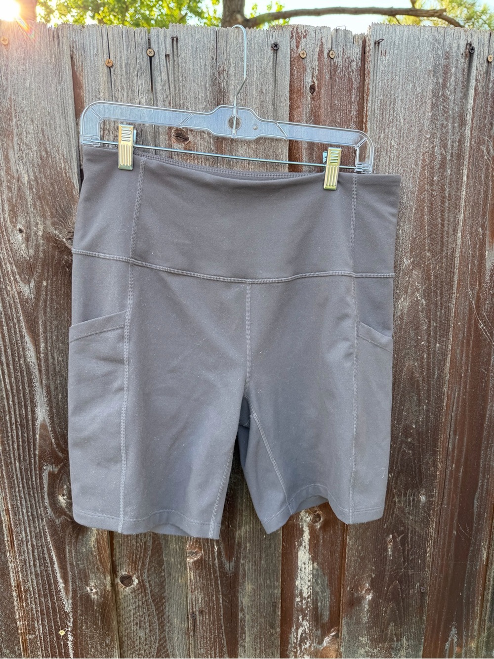 Zella Charcoal (brownish/grey) High-Waist Bike Shorts with Side Pockets